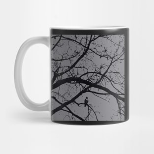 Halloween in black and gray; hawk raven vulture crow Mug